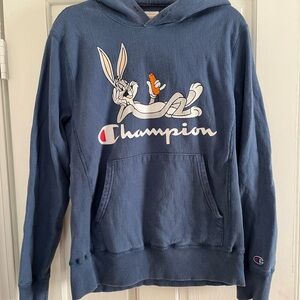 Champion Bugs Bunny Carrot Hoodie Blue Collectible